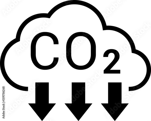 CO2 Cloud Emission and Absorption Icons Set, Reducing CO2 emissions vector icon collection