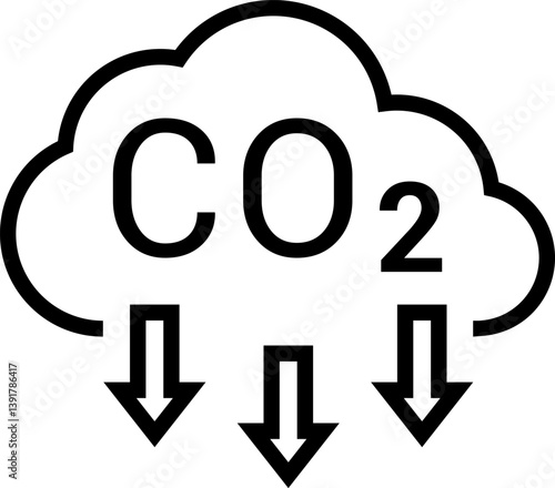 CO2 Cloud Emission and Absorption Icons Set, Reducing CO2 emissions vector icon collection