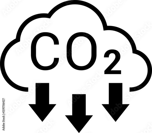 CO2 Cloud Emission and Absorption Icons Set, Reducing CO2 emissions vector icon collection