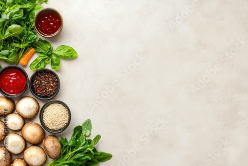 Wallpaper Mural Fresh ingredients for cooking with vegetables and sauces, Vietnamese food concept Torontodigital.ca