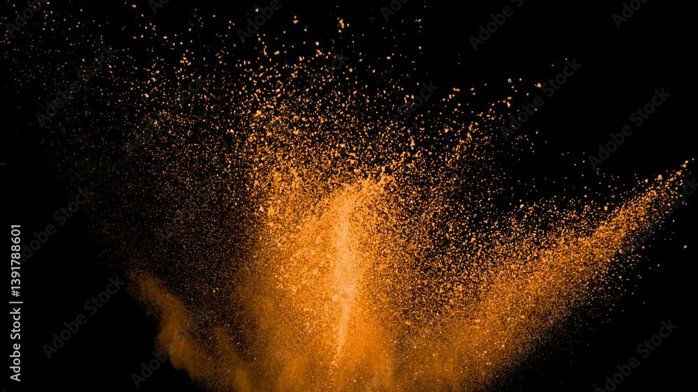 Super Slow Motion Shot of Orange Color Powder