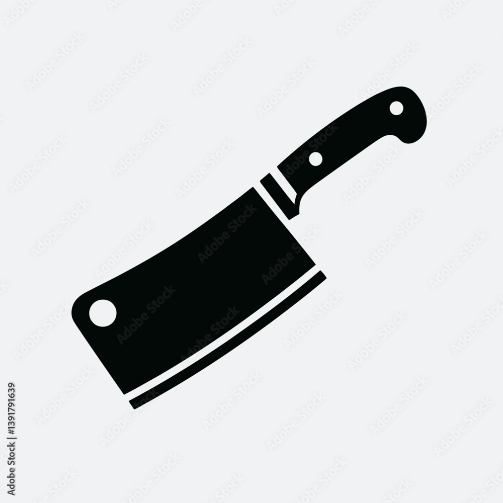 very simple flat and single minimalist Cleaver Silhouette in black on a white background very simple flat and single minimalist Cleaver Silhouette in black on a white background