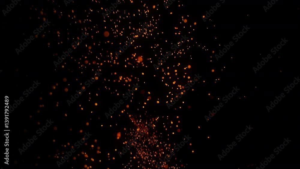Super Slow Motion Shot of Real Fire Sparks Isolated on Black Background at 1000fps. Super Slow Motion Shot of Real Fire Sparks Isolated on Black Background at 1000fps.