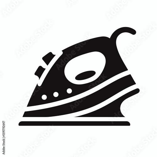 very simple flat and single minimalist Clothes Iron Handle Silhouettes in black on a white background