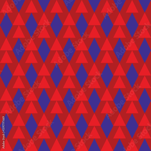 Seamless pattern with red and blue triangles. Vector illustration.