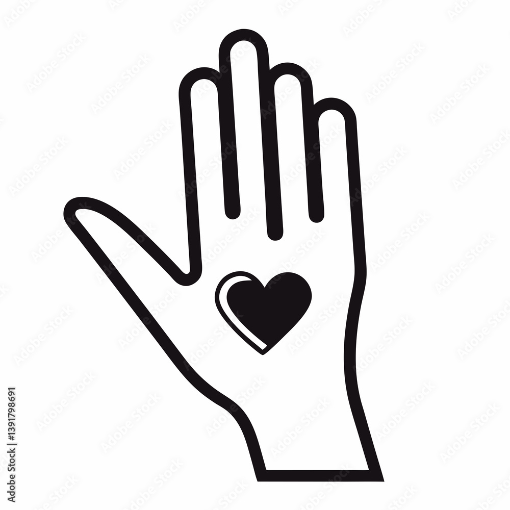 Obraz premium Hand Holding Heart Symbol Vector Illustration Graphic Isolated On White Background