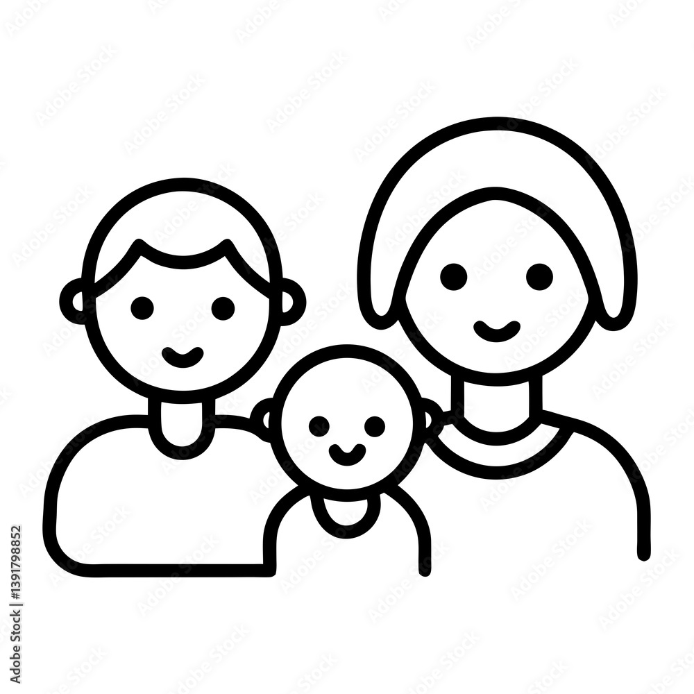 Happy Family With Baby Icon Line Style Vector Illustration Design Happy Family With Baby Icon Line Style Vector Illustration Design