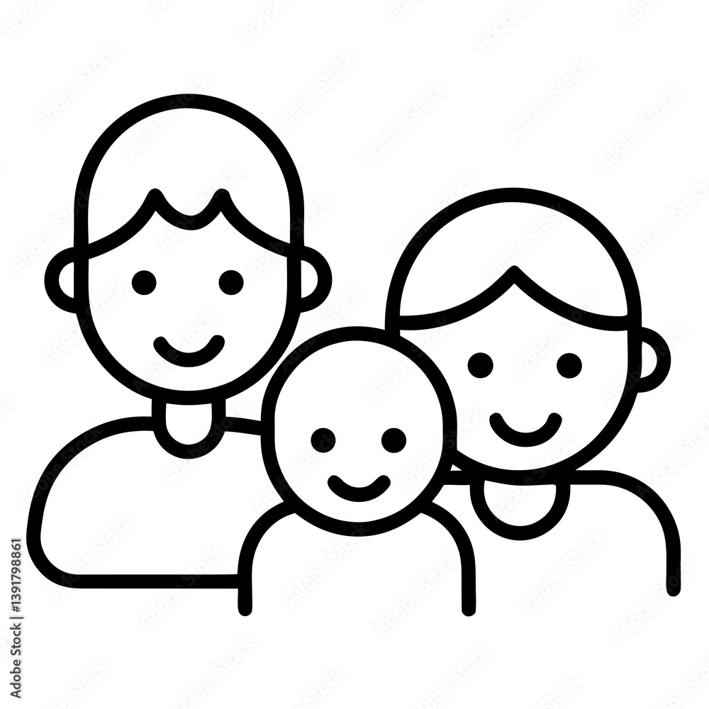 Happy Family Together Outline Icon Of Mother Father And Child Happy Family Together Outline Icon Of Mother Father And Child