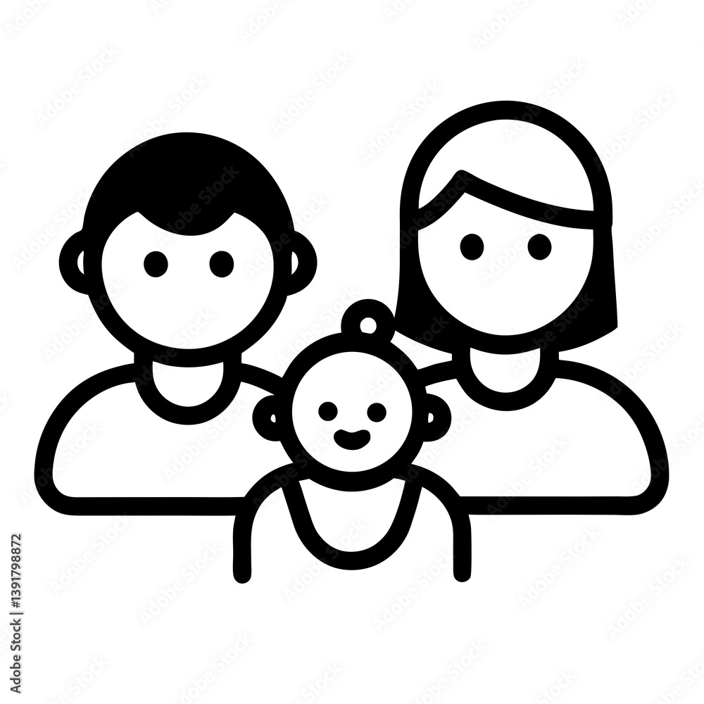 Family Icon Illustration Of Mother Father And Child In Simple Outline Family Icon Illustration Of Mother Father And Child In Simple Outline