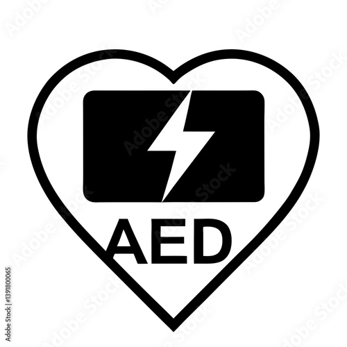 Heart Shaped Aed Sign Symbol Emergency Defibrillator Medical Icon Vector Illustration