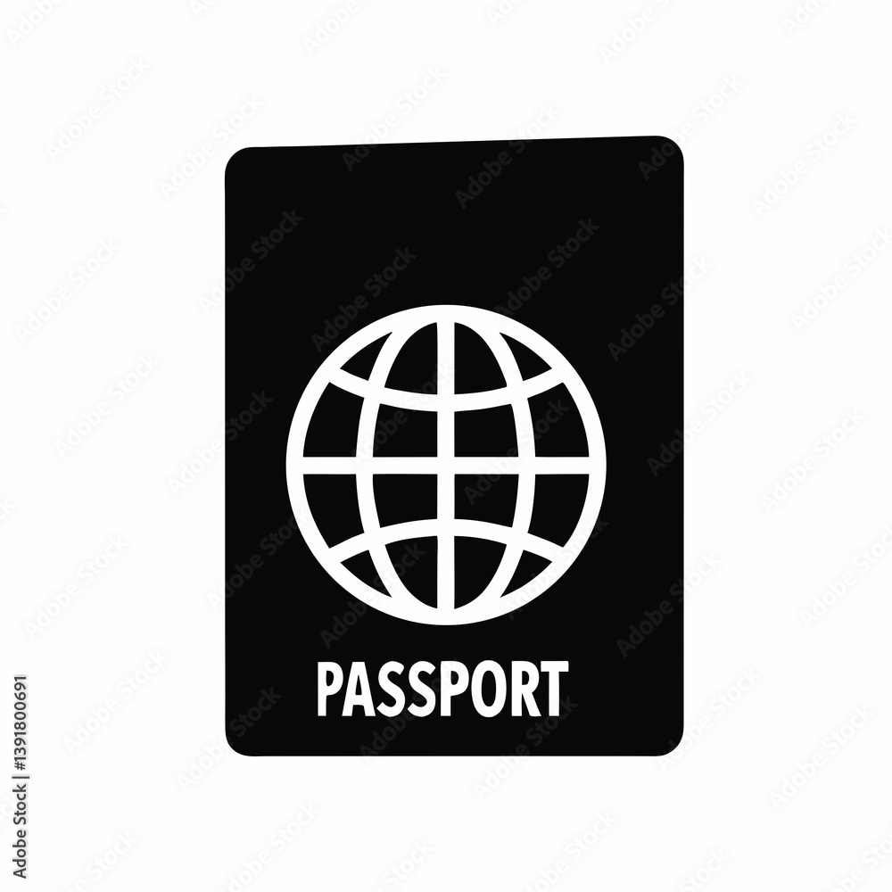 Minimalistic Black And White Passport Icon With Globe Travel Document Illustration Minimalistic Black And White Passport Icon With Globe Travel Document Illustration