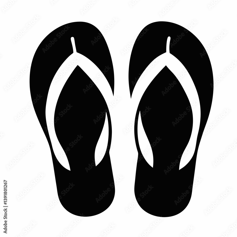 Black Flip Flops Vector Illustration Isolated On White Background Simple Design Black Flip Flops Vector Illustration Isolated On White Background Simple Design