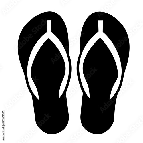 Black And White Flip Flops Illustration For Summer And Beach Designs