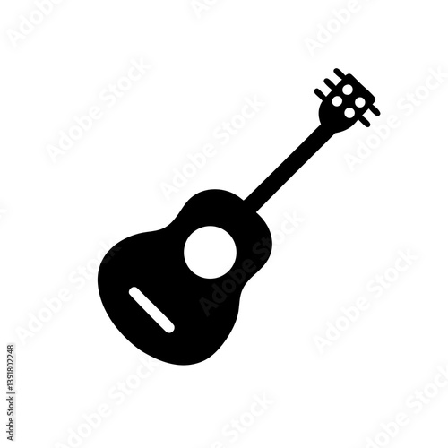 Simple Black Acoustic Guitar Icon Music Instrument Minimalist Design