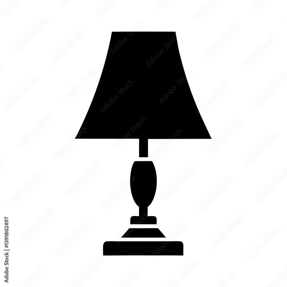 Silhouette Of A Table Lamp With Shade On White Background Silhouette Of A Table Lamp With Shade On White Background