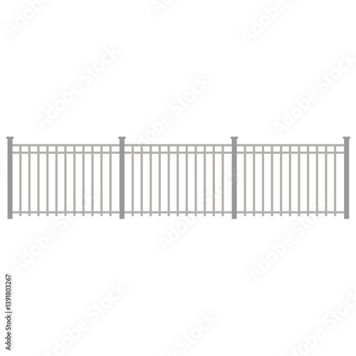 Modern metal fence. Metal barrier for defense and control. Vector illustration