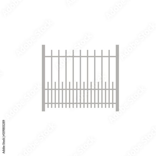 Modern metal fence. Metal barrier for defense and control. Vector illustration