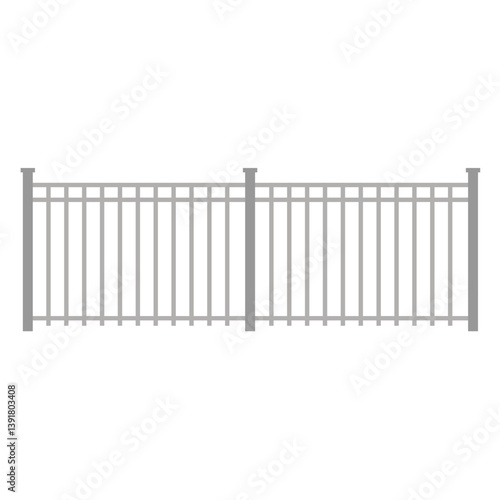 Modern metal fence. Metal barrier for defense and control. Vector illustration