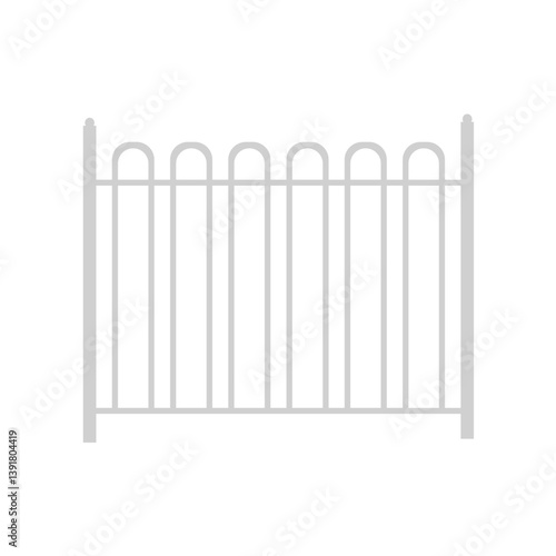 Modern metal fence. Metal barrier for defense and control. Vector illustration