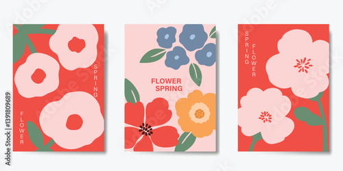 Modern floral card background vector. Minimal hand drawn botanical flowers template background. Design illustration for wedding, vip cover, poster, rsvp modern card, birthday party.