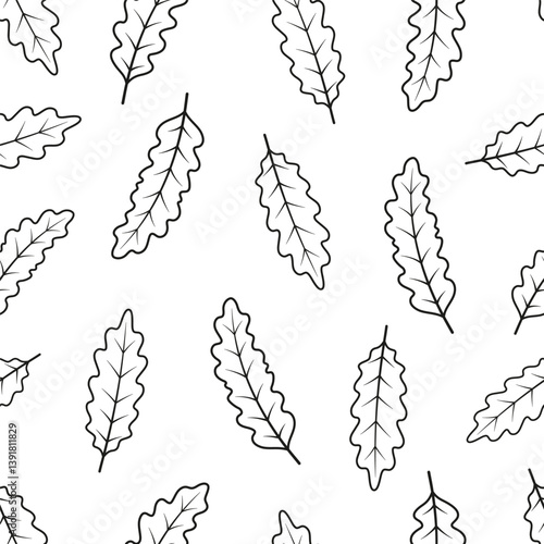 outline arugula leaves seamless pattern