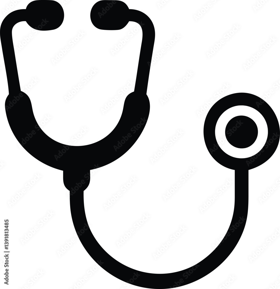 Stethoscope icon illustration medical stethoscope silhouette vector illustration black and white Stethoscope icon illustration medical stethoscope silhouette vector illustration black and white