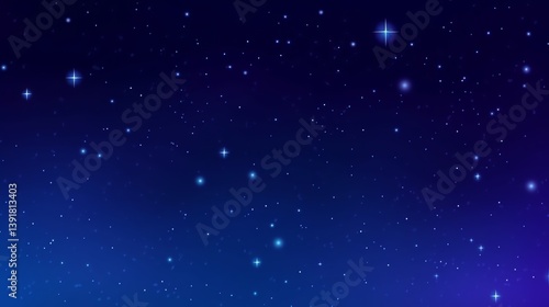Deep blue cosmic night sky with twinkling stars for dreamy backgrounds