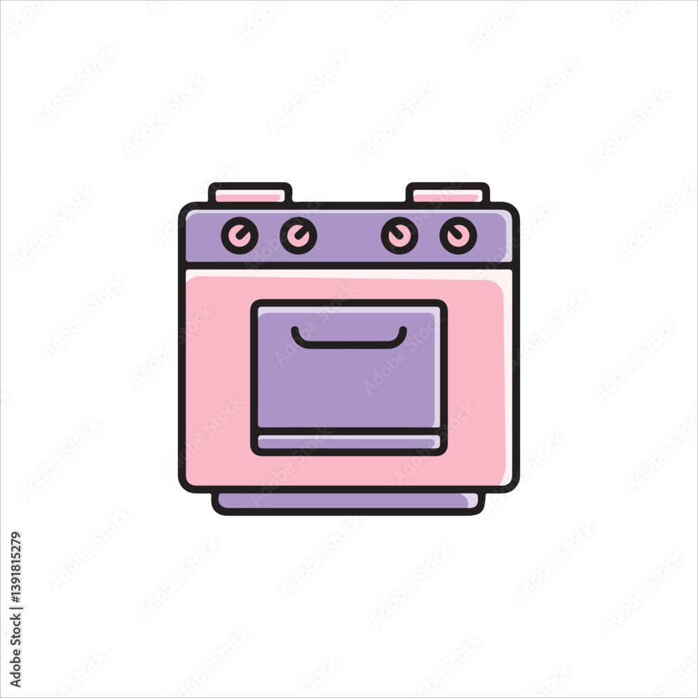 Gas Stove Icon - Vector Illustration, House Appliances Theme. Gas Stove Icon - Vector Illustration, House Appliances Theme.