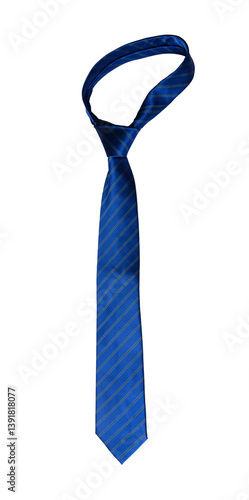 Classic blue tie isolated on white background.