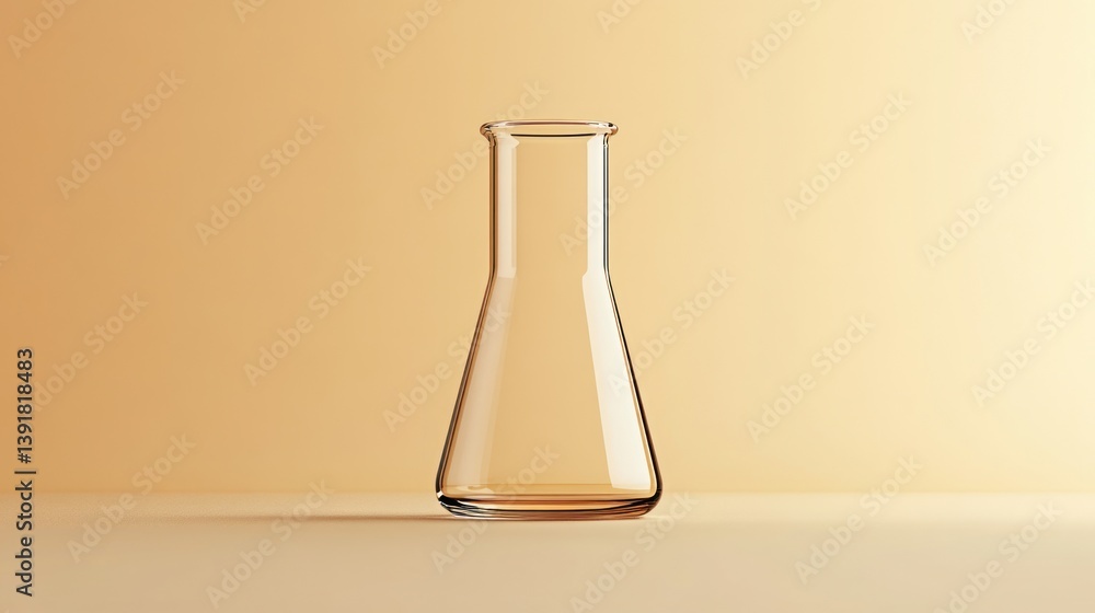Empty Erlenmeyer Flask on Pastel Background Empty Erlenmeyer Flask on Pastel Background