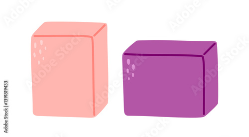 Two yoga blocks. Brick for stretching. Gym equipment. Fitness inventory. Healthy lifestyle concept. Flat Vector illustration isolated on white background