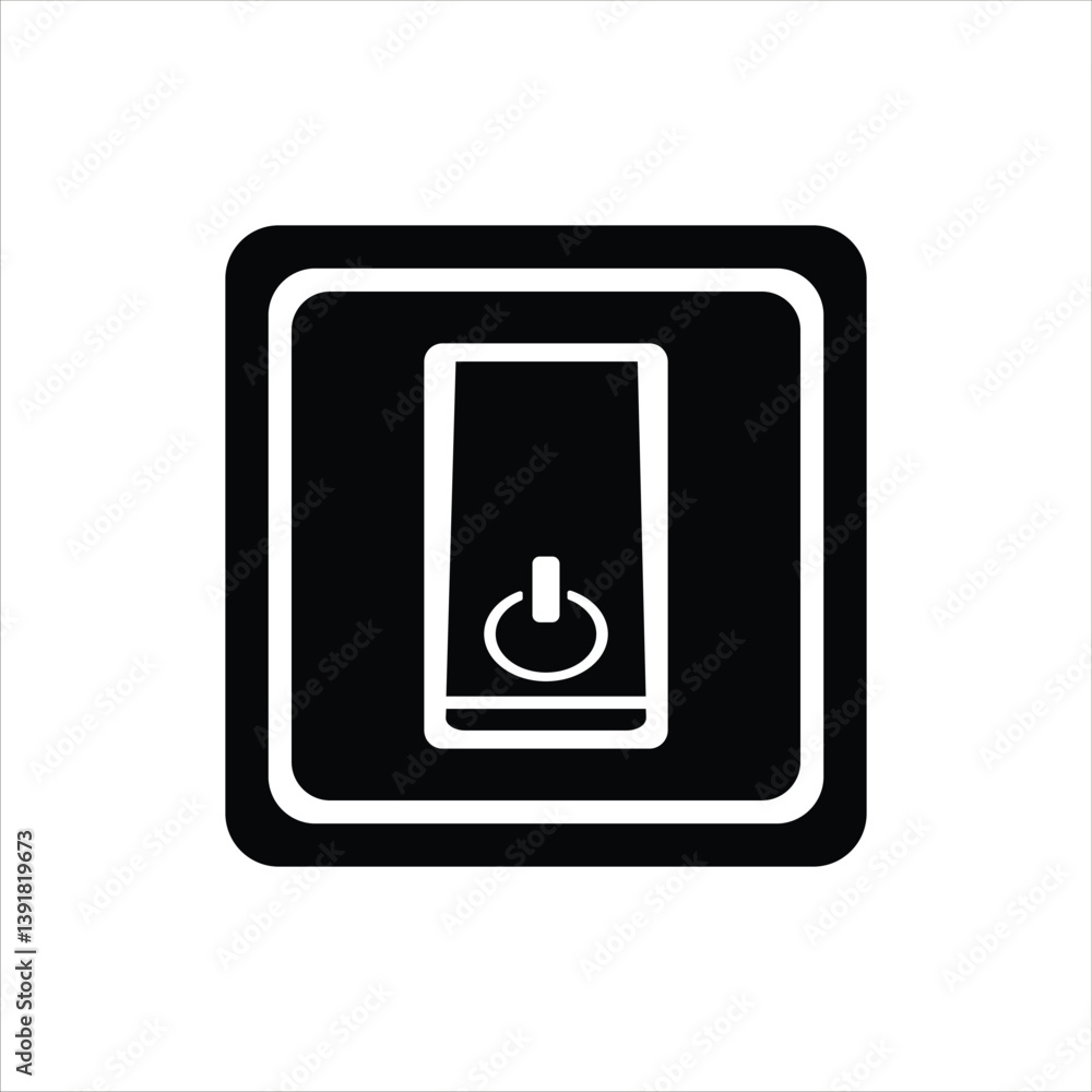 Light Switch Silhouette Icon - Black and White Vector Light Switch Silhouette Icon - Black and White Vector