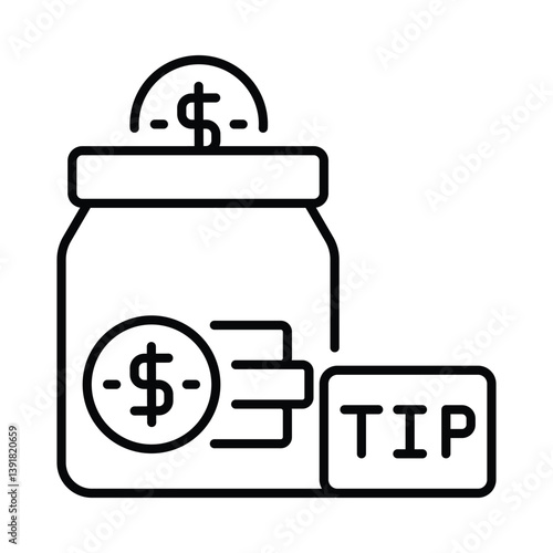 Tip Jar vector outline icon. EPS 10 file