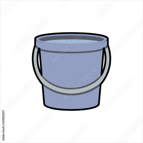 Metal Bucket Illustration - Cleaning and Gardening Tool Vector