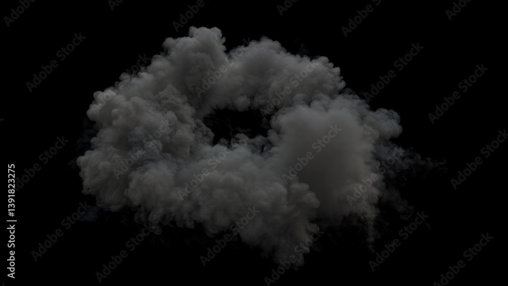 End of a Dense Smoke Shockwave ring with Dissipation on a Black Background End of a Dense Smoke Shockwave ring with Dissipation on a Black Background