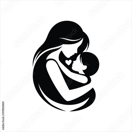 Mother and baby. Mother day. Mother caresses her baby. vector illustration 