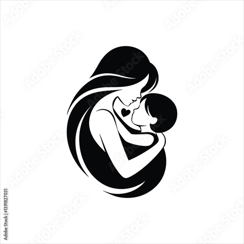 Mother day. Mother caresses her baby. vector illustration 