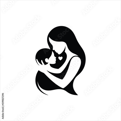 mother and baby. Mother day. Mother caresses her baby. vector illustration 
