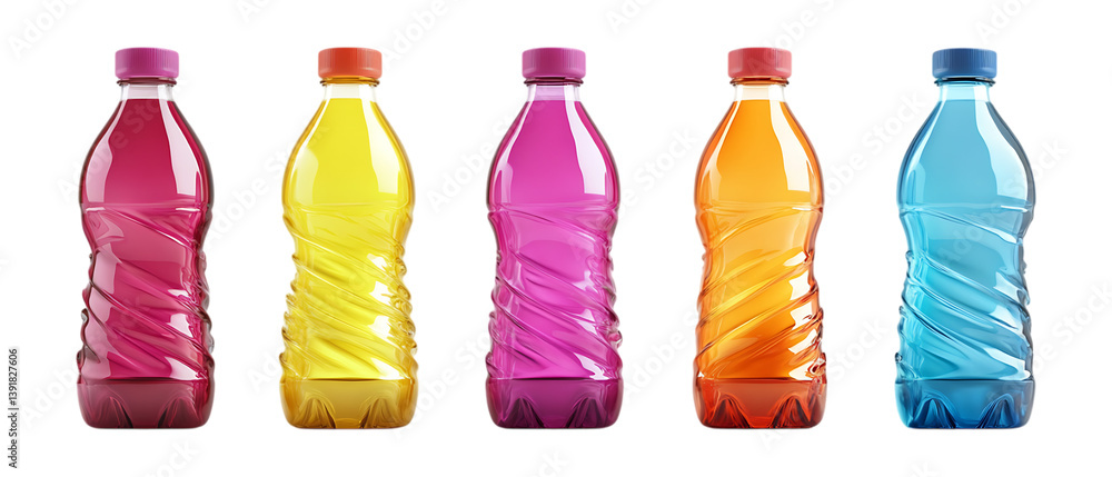 Pack of Plastic Water Bottle Set Against Transparent Background for Hydration, Fitness, or Outdoor Projects Pack of Plastic Water Bottle Set Against Transparent Background for Hydration, Fitness, or Outdoor Projects