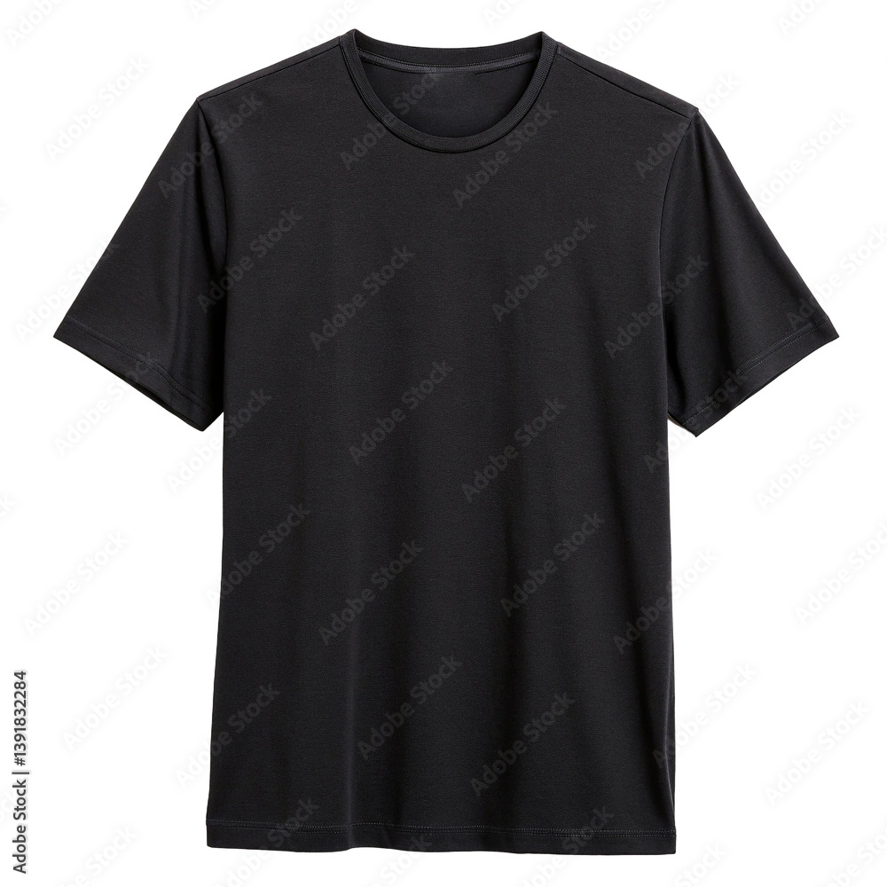 Black t-shirt floating plain design isolated on transparent background Black t-shirt floating plain design isolated on transparent background