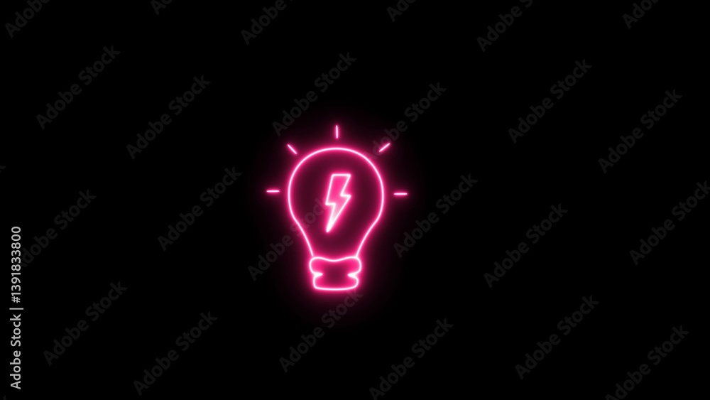 Light lamp icon with shadow on black background. Neon line technology light bulb icon isolated on black background. Light lamp icon with shadow on black background. Neon line technology light bulb icon isolated on black background.
