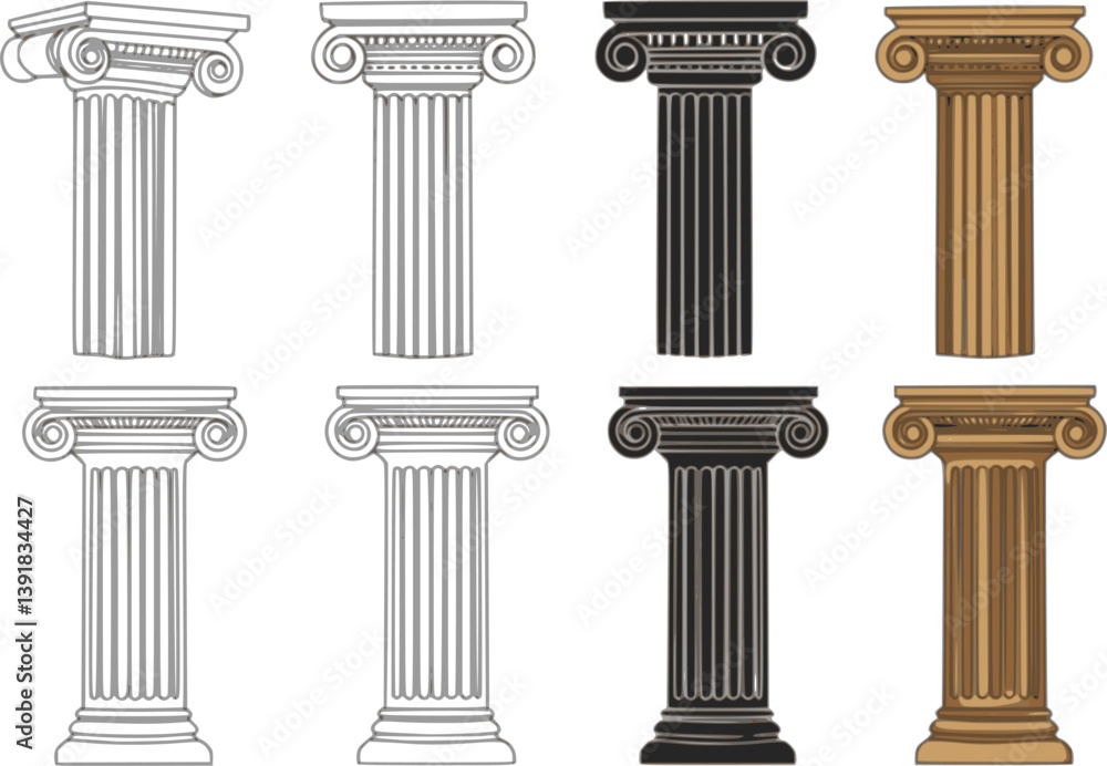 set of Greek Columns Clipart - Outline, Silhouette & Color
set of Greek Columns Clipart - Outline, Silhouette & Color