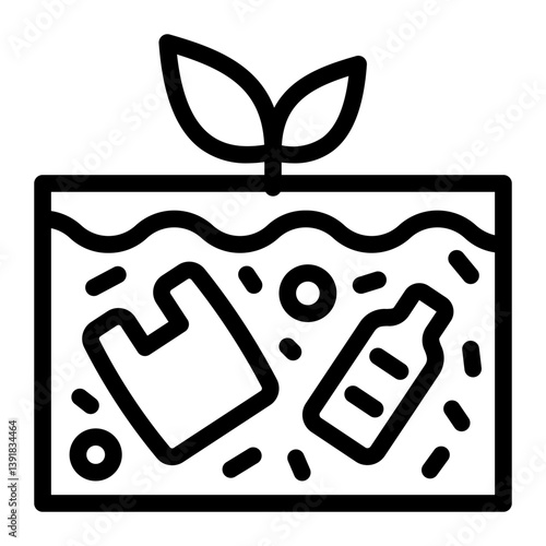 This Soil pollution icon is suitable for Earth Day, Save the Earth, Plastic Pollution, etc