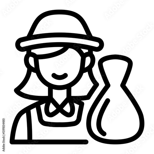 This Trash collector (woman) icon is suitable for Earth Day, Save the Earth, Plastic Pollution, etc