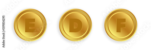set of three coins gold crypt coin on white background vector design