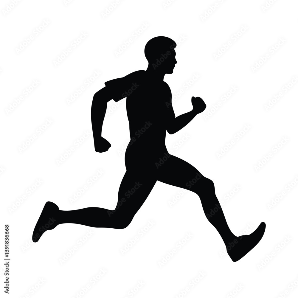 Man running character black color on isolated white background