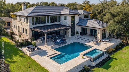 modern luxury villa with swimming pool and elegant architectural design highlighting contemporary style and outdoor living space