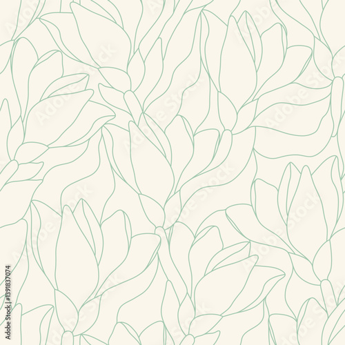 Artistic botanical vector background. Decorative seamless pattern with abstract shapes of leaves and herbs. Artisanal allover print in style of stained glass, for fabric, textile, paper, package