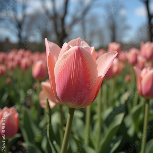 Tulips blooming beautifully in the park