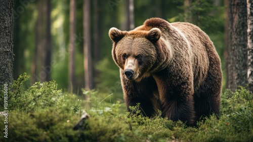 Wallpaper Mural Brown bear in forest, wildlife, nature,  walking Torontodigital.ca